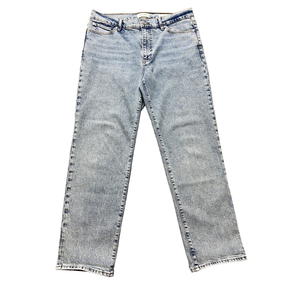 FRAME Jeans Womens 34x28 The Borrowed Blue High Rise Boyfriend Stretch Denim